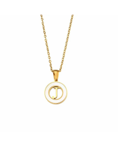 2023 Fashion 26 Hollow Letter Elegant Round Shell Stainless Steel Necklace