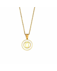 2023 Fashion 26 Hollow Letter Elegant Round Shell Stainless Steel Necklace