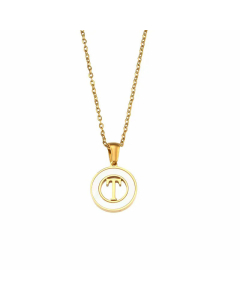 2023 Fashion 26 Hollow Letter Elegant Round Shell Stainless Steel Necklace