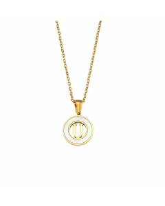 2023 Fashion 26 Hollow Letter Elegant Round Shell Stainless Steel Necklace