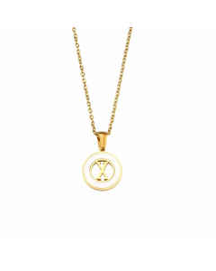 2023 Fashion 26 Hollow Letter Elegant Round Shell Stainless Steel Necklace