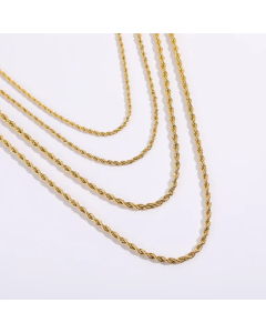 Fashion Plating 18K Gold Stainless Steel Plain Twist Rope Chain Necklace