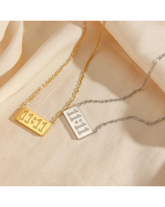 Fashion Stainless Steel Simple 18K Gold-Plated Box Numbers Necklace
