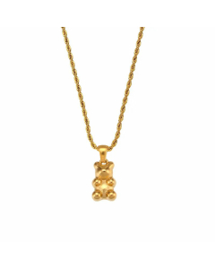 Fashion Cute Animal Necklace Female Plated 18K Gold Twist Bear Pendant Stainless Steel