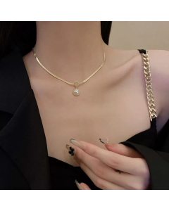 Light Luxury Clavicle Chain Double Layer Snake Bone Necklace Summer Hip Hop Retro Necklace Accessories