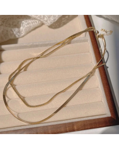Light Luxury Clavicle Chain Double Layer Snake Bone Necklace Summer Hip Hop Retro Necklace Accessories