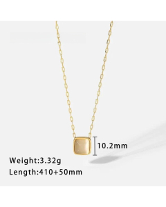 
New Retro Style 14K Gold Plated Stainless Steel Heart Square Pendant Necklace