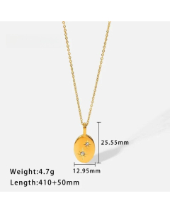 Vintage Style Inlaid Color Crystal Zircon Pendant 18K Gold Plated Stainless Steel Necklace