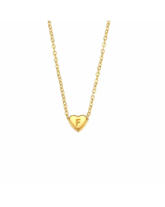 Fashion Electroplated 18K Gold Heart-Shaped 26 English Letter Pendant Stainless Steel Necklace