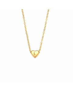 Fashion Electroplated 18K Gold Heart-Shaped 26 English Letter Pendant Stainless Steel Necklace