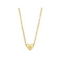 Fashion Electroplated 18K Gold Heart-Shaped 26 English Letter Pendant Stainless Steel Necklace