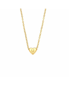 Fashion Electroplated 18K Gold Heart-Shaped 26 English Letter Pendant Stainless Steel Necklace