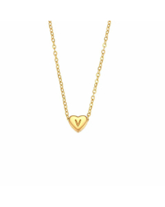 Fashion Electroplated 18K Gold Heart-Shaped 26 English Letter Pendant Stainless Steel Necklace
