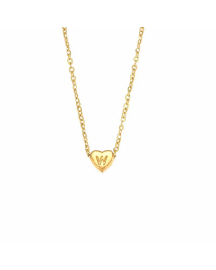 Fashion Electroplated 18K Gold Heart-Shaped 26 English Letter Pendant Stainless Steel Necklace