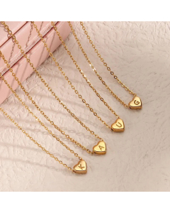 Fashion Electroplated 18K Gold Heart-Shaped 26 English Letter Pendant Stainless Steel Necklace