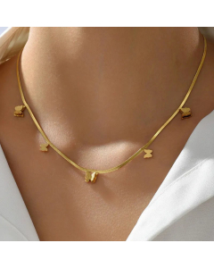 New Fashion Electroplated 18K Gold Simple Butterfly Stainless SteelNecklace