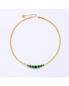 New Fashion Electroplated 18K Gold Zircon Stainless Steel Necklace