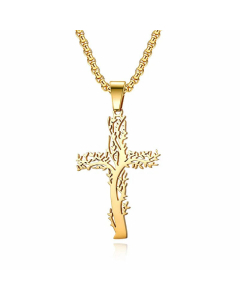 Fashion Lucky Tree Cross Stainless Steel Necklace Male And Female Wear Pendant 