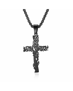 Fashion Lucky Tree Cross Stainless Steel Necklace Male And Female Wear Pendant 