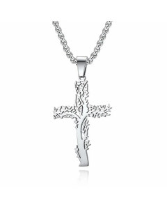 Fashion Lucky Tree Cross Stainless Steel Necklace Male And Female Wear Pendant 