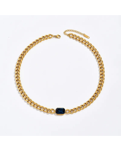 New Fashion Plated 18K Gold Zircon Geometric Stainless Steel Necklace