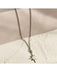 Fashion 14K Gold Plated Clavicle Chain Six-Pointed Star Sun Pendant Titanium Steel Necklace