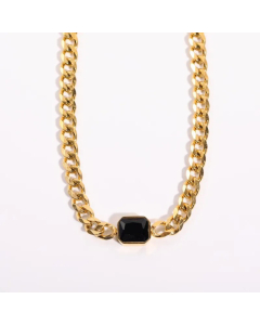 Diamond Cuban Link Chain Titanium Steel Necklace Golden Thick Chain Stainless Steel Necklace