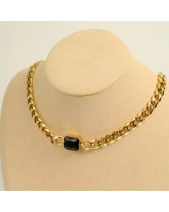 Diamond Cuban Link Chain Titanium Steel Necklace Golden Thick Chain Stainless Steel Necklace