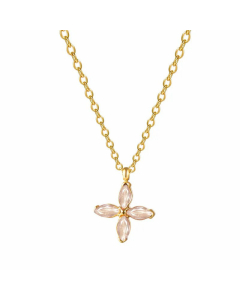 Temperament Inlaid Zircon Four Leaf Clover Titanium Steel Artificial Gemstones Necklace Plating Stainless Steel Necklaces