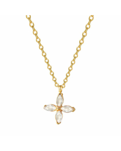 Temperament Inlaid Zircon Four Leaf Clover Titanium Steel Artificial Gemstones Necklace Plating Stainless Steel Necklaces