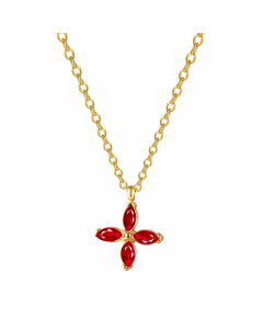 Temperament Inlaid Zircon Four Leaf Clover Titanium Steel Artificial Gemstones Necklace Plating Stainless Steel Necklaces