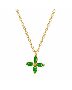 Temperament Inlaid Zircon Four Leaf Clover Titanium Steel Artificial Gemstones Necklace Plating Stainless Steel Necklaces