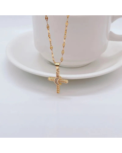 Women Retro Fashion Devil'S Eyen Titanium Steel Inlaid Gold Cross Stainless Steel Necklaces