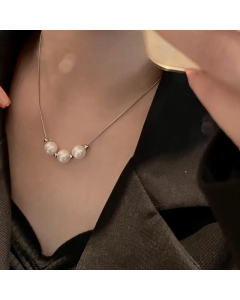 2023 Summer New Pearl Pendant Titanium Steel Clavicle Chain Necklace Women