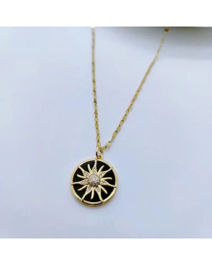 Retro Zircon Necklace Stainless Steel Simple Style Round Flower Titanium Steel Necklaces