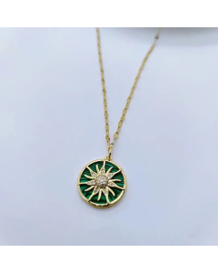 Retro Zircon Necklace Stainless Steel Simple Style Round Flower Titanium Steel Necklaces