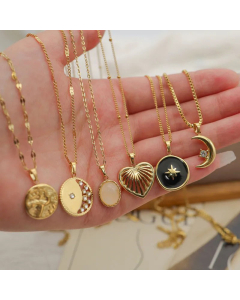 Women Fashion Simple Style Plating Star Moon Heart Stainless Steel Necklace