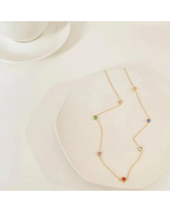 2023 New Fashion Zircon Inlaid Clavicle Chain Necklace Titanium Steel 