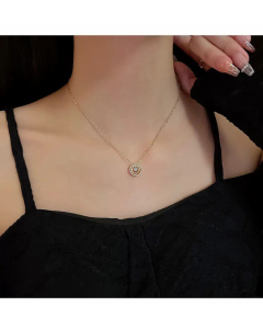 Women Fashion Inlaid Zircon Stainless Steel Round Titanium Steel Necklaces