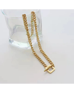Fashion Simple OT Buckle Stainless Steel Gold Plated Necklace