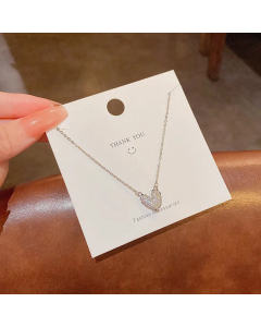 Women Inlaid Zircon Stainless Steel Necklace Simple Style Heart Titanium Steel Zircon Necklace