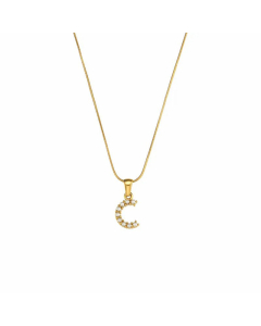 Temperament 26 Letter Plating Inlaid Pearls Stainless Steel Pearl Necklace