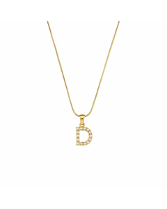 Temperament 26 Letter Plating Inlaid Pearls Stainless Steel Pearl Necklace