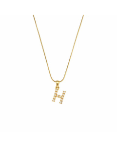Temperament 26 Letter Plating Inlaid Pearls Stainless Steel Pearl Necklace