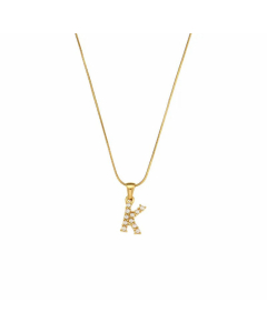 Temperament 26 Letter Plating Inlaid Pearls Stainless Steel Pearl Necklace