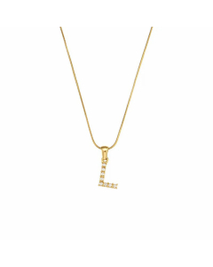 Temperament 26 Letter Plating Inlaid Pearls Stainless Steel Pearl Necklace