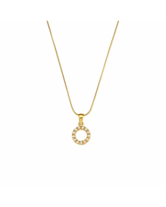 Temperament 26 Letter Plating Inlaid Pearls Stainless Steel Pearl Necklace