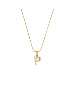 Temperament 26 Letter Plating Inlaid Pearls Stainless Steel Pearl Necklace