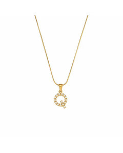 Temperament 26 Letter Plating Inlaid Pearls Stainless Steel Pearl Necklace