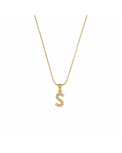 Temperament 26 Letter Plating Inlaid Pearls Stainless Steel Pearl Necklace